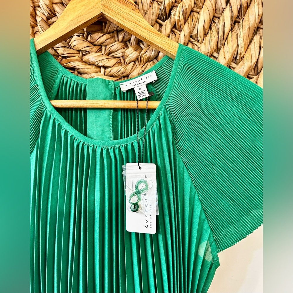 NWT Current Air Mona Pleated Maxi Dress Green Size Medium - Picture 13 of 16